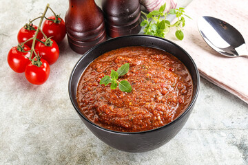 Spanish traditional gazpacho tomato soup