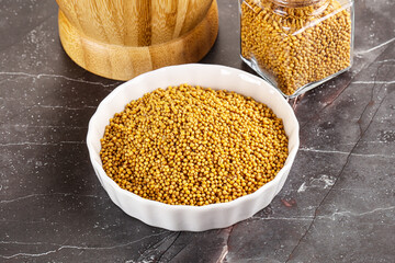 Mustard dry seeds in the bowl