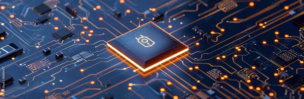 Poster Futuristic Circuitry Illuminating Advanced Processor