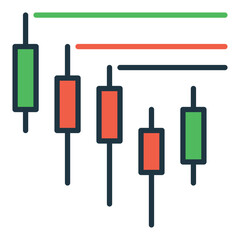 Candlestick Chart Crypto Trading vector colored icon or sign
