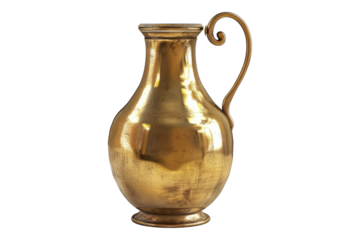 Brass water jug isolated on transparent background