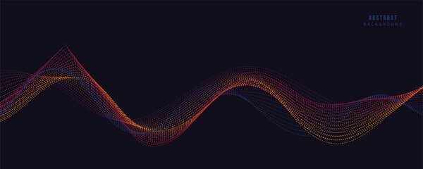 Abstract blue background with colorful waves.