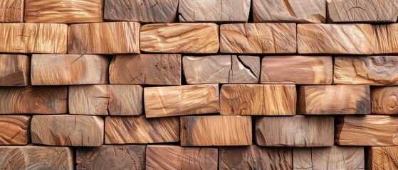 Fototapeta premium A pile of wooden blocks atop a pile of wood planks