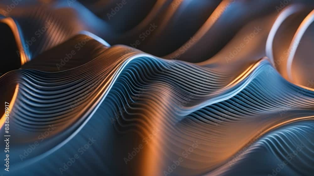 Leinwandbilder this wavy lines in blue and orange create an abstract pattern. technology background