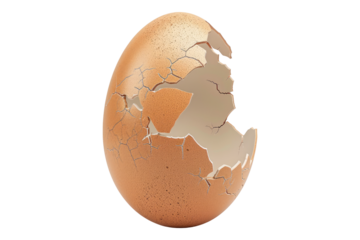 Broken egg shell isolated on transparent background