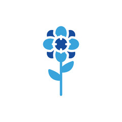 flowers icon color or logo illustration glyph blue color style	