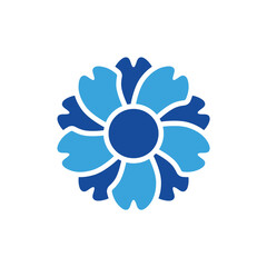flowers icon color or logo illustration glyph blue color style	