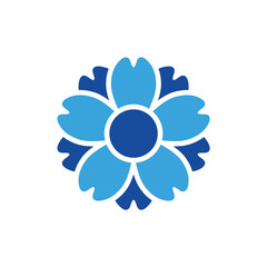 flowers icon color or logo illustration glyph blue color style	