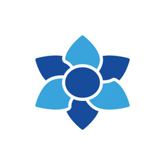 flowers icon color or logo illustration glyph blue color style	