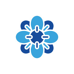 flowers icon color or logo illustration glyph blue color style	