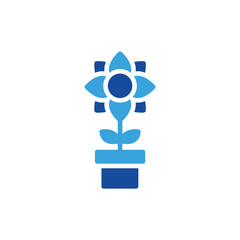 flowers icon color or logo illustration glyph blue color style	