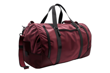 Burgundy active gym bag isolated on transparent background