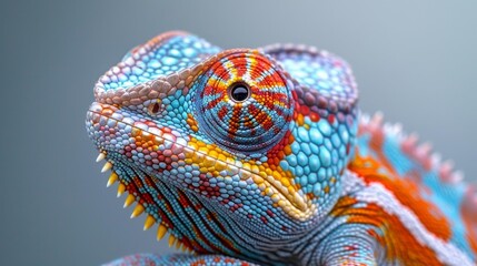 Colorful close-up of chameleon - generative ai