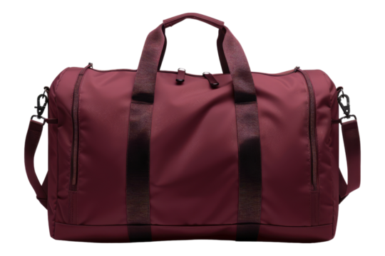 Burgundy active gym bag isolated on transparent background