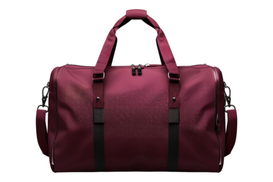 Burgundy active gym bag isolated on transparent background