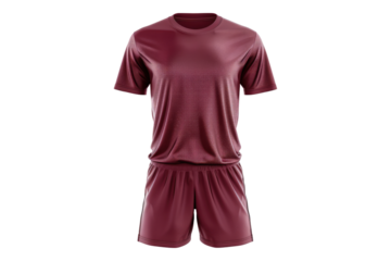 Burgundy t shirt and men's short isolated on transparent background