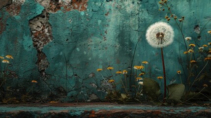 Dandelion backdrop in natural setting