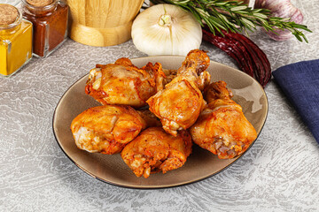 Raw marinated chicken drumstick for cooking