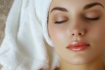 Woman relaxing with a facial mask in a spa setting.