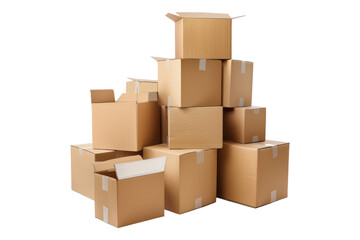 Fototapeta premium Cardboard boxes isolated on transparent background