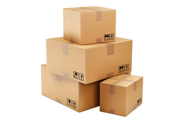 Cardboard boxes isolated on transparent background