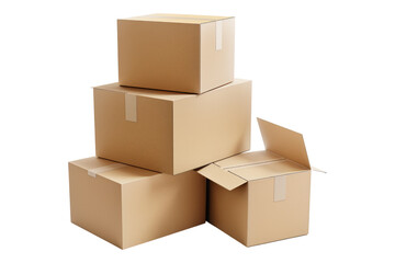 Obraz premium Cardboard boxes isolated on transparent background
