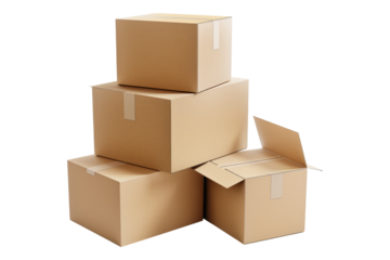 Cardboard boxes isolated on transparent background