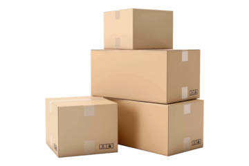Cardboard boxes isolated on transparent background