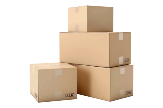 Cardboard boxes isolated on transparent background