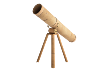 Cardboard telescope isolated on transparent background