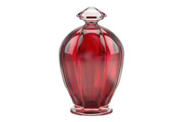 Carmine glass case isolated on transparent background