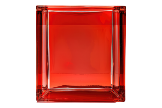 Carmine glass case isolated on transparent background