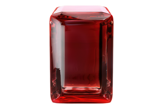 Carmine glass case isolated on transparent background