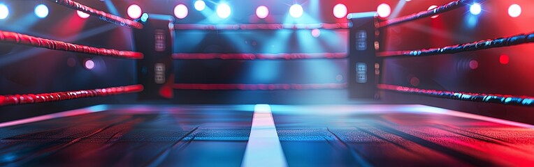 Illuminated Boxing Ring Under Bright Arena Lights