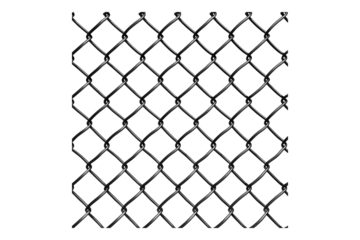 Chain link fence with realistic wire isolated on transparent background