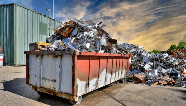 Containers with scrap metal at the recycling center