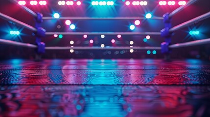Illuminated Boxing Ring Under Bright Arena Lights