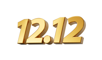 12.12 Shopping festival sale banner gold banner template, discount, season sale 3d illustration
