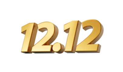 12.12 Shopping festival sale banner gold banner template, discount, season sale 3d illustration
