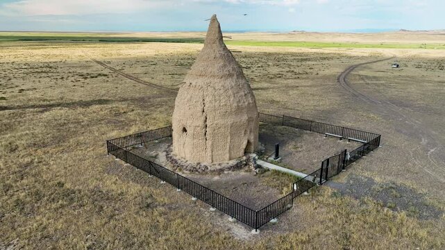 The camera of Mausoleum Baltabek-Kazhi is 9m 30cm in diameter and a height of 16 meters. East Kazakhstan.