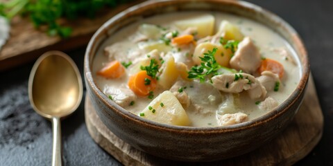 Japanese cream stew with chicken and vegetables