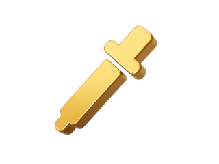 Golden metal Color Dropper or picker 3d icon object 3d illustration.
