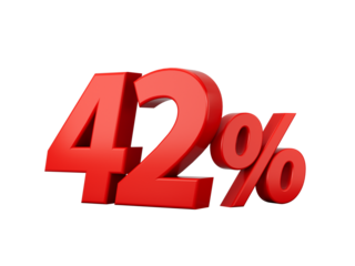 3d Red 42% Forty two Percent Sign 3d illustration

