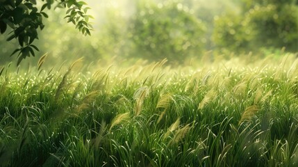 Field of grass under sunlight