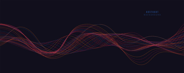 Abstract blue background with colorful waves.