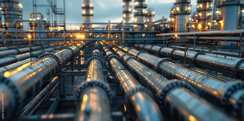 Leinwandbilder close-up of oil and gas pipeline networks in refineries. generative ai.