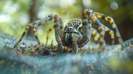 Close-Up of a Spider on its Web