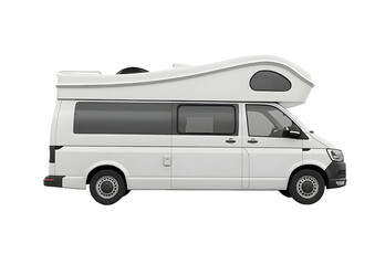 White Camper Van with Roof Rack Isolated on a transparent background