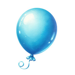 Illustration of a shiny blue balloon with a curly string, perfect for parties, celebrations, and festive decorations isolated transparent background, PNG
