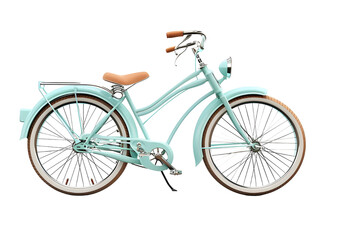 Green Vintage Bicycle with Basket Isolated on a transparent background